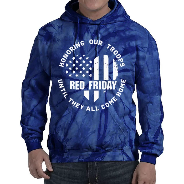 Retro Red On Friday US Military Pride And Support Tie Dye Hoodie