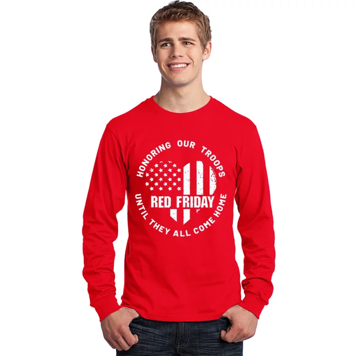 Retro Red On Friday US Military Pride And Support Long Sleeve Shirt