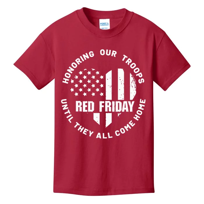 Retro Red On Friday US Military Pride And Support Kids T-Shirt