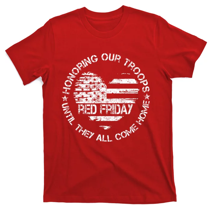 Retro Red On Friday US Military Pride Support Our Troops T-Shirt