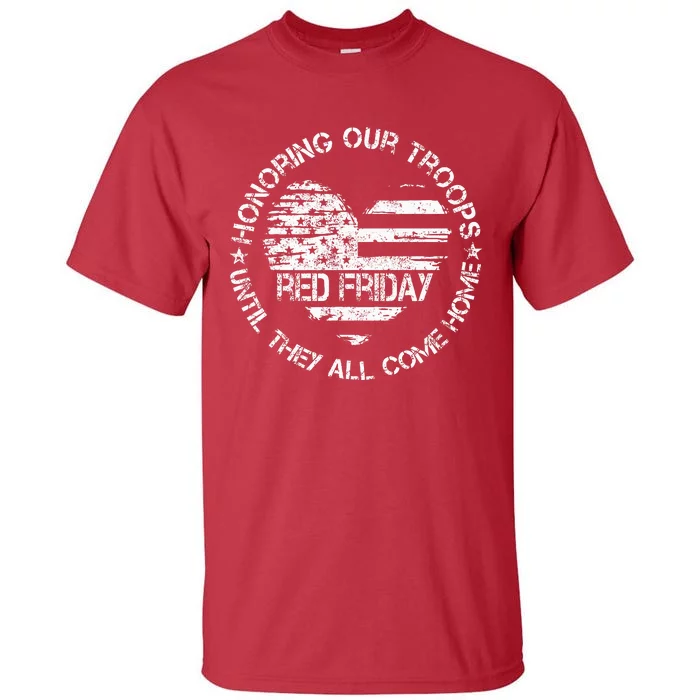 Retro Red On Friday US Military Pride Support Our Troops Tall T-Shirt