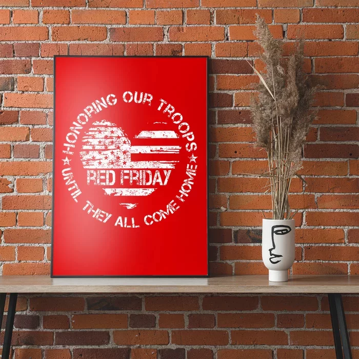 Retro Red On Friday US Military Pride Support Our Troops Poster