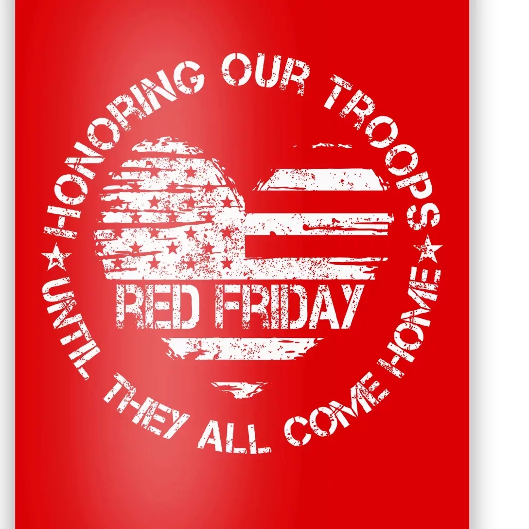 Retro Red On Friday US Military Pride Support Our Troops Poster