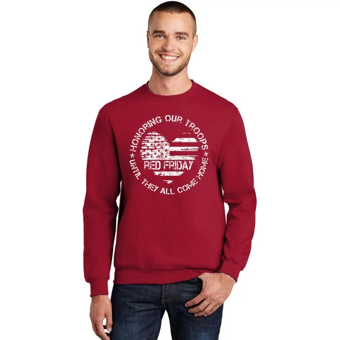 Retro Red On Friday US Military Pride Support Our Troops Tall Sweatshirt