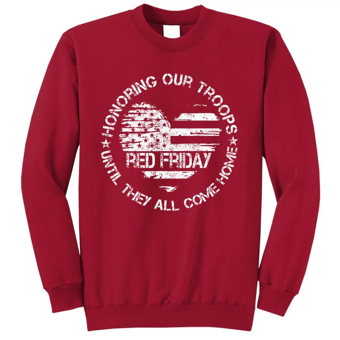 Retro Red On Friday US Military Pride Support Our Troops Tall Sweatshirt