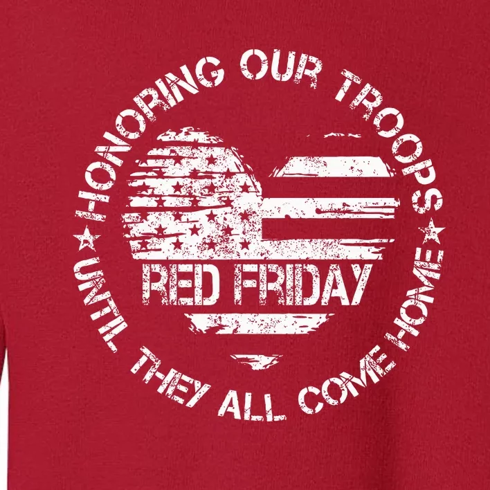 Retro Red On Friday US Military Pride Support Our Troops Toddler Sweatshirt