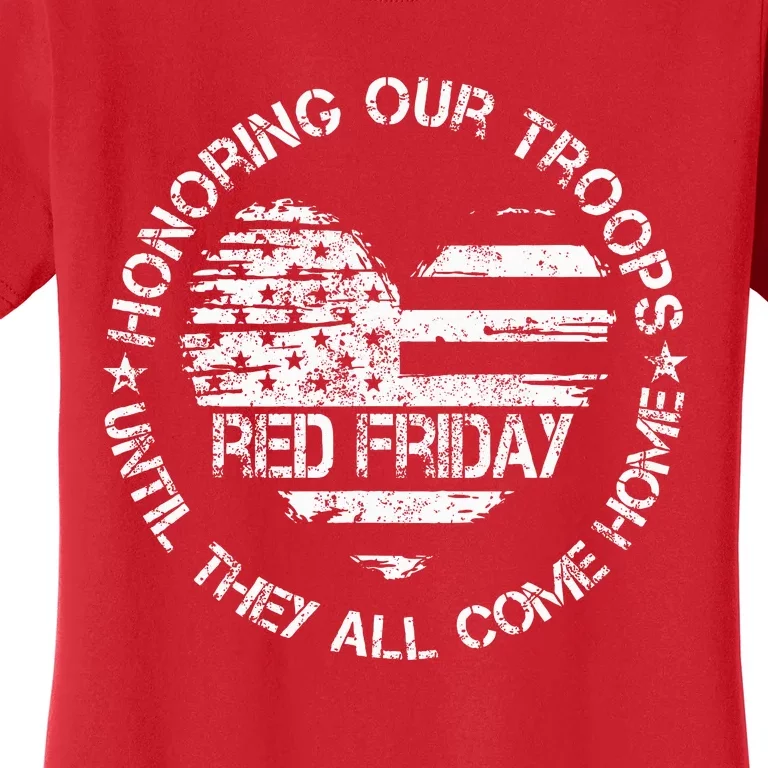 Retro Red On Friday US Military Pride Support Our Troops Women's T-Shirt