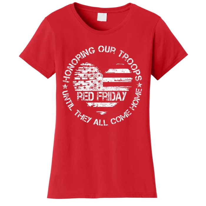 Retro Red On Friday US Military Pride Support Our Troops Women's T-Shirt