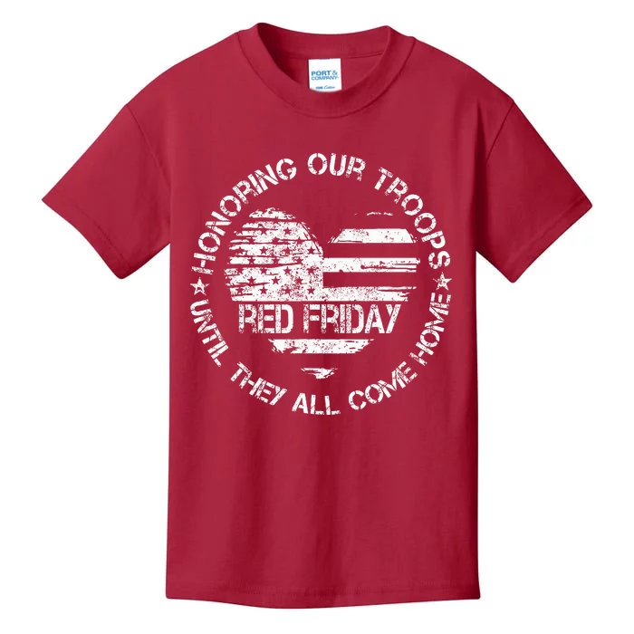 Retro Red On Friday US Military Pride Support Our Troops Kids T-Shirt