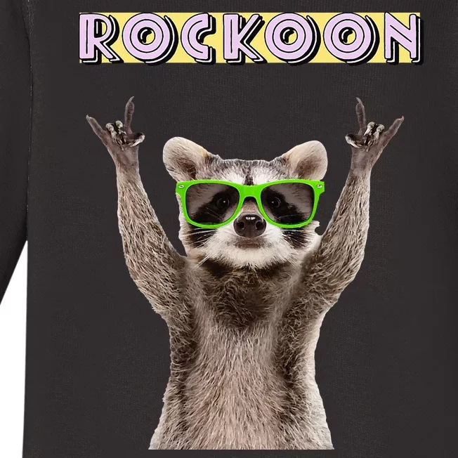 Rockoon Rock On Racoon Funny Animal Lover Baby Long Sleeve Bodysuit