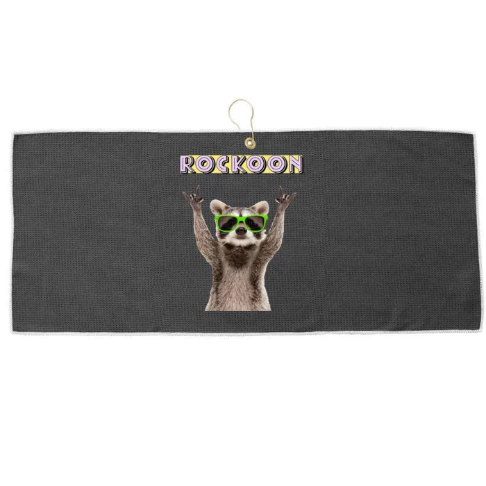 Rockoon Rock On Racoon Funny Animal Lover Large Microfiber Waffle Golf Towel