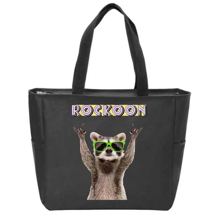 Rockoon Rock On Racoon Funny Animal Lover Zip Tote Bag