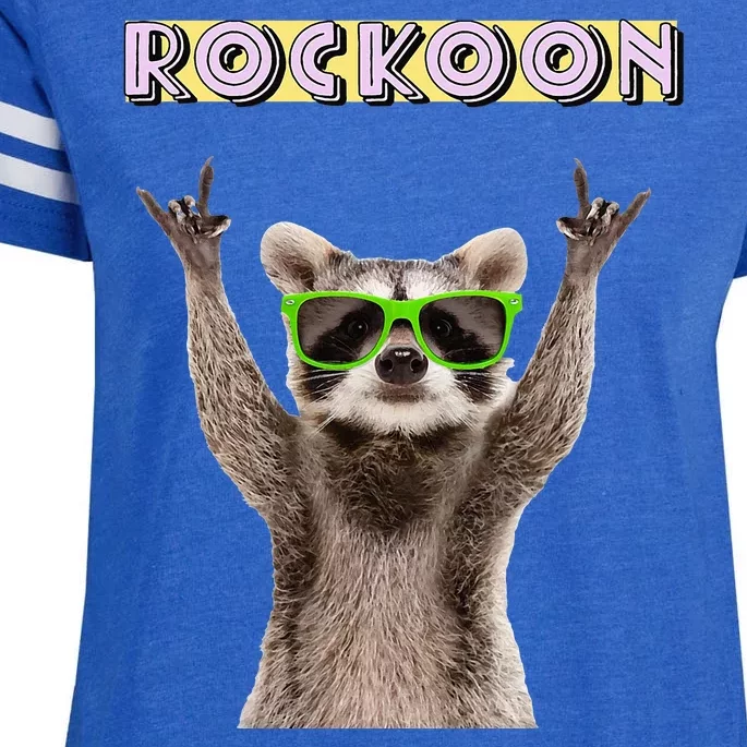 Rockoon Rock On Racoon Funny Animal Lover Enza Ladies Jersey Football T-Shirt