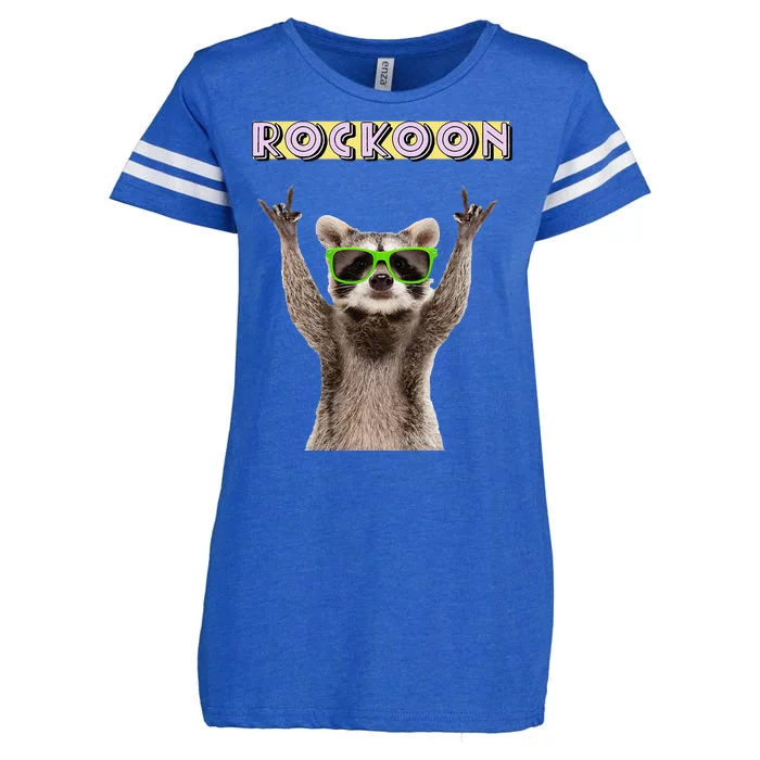 Rockoon Rock On Racoon Funny Animal Lover Enza Ladies Jersey Football T-Shirt