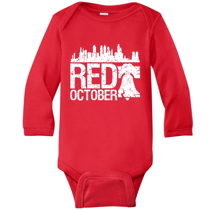 Retro Red October Philly_Philadelphia Vintage Baby Long Sleeve Bodysuit