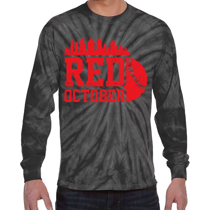 Retro Red October Philly_Philadelphia Vintage Tie-Dye Long Sleeve Shirt