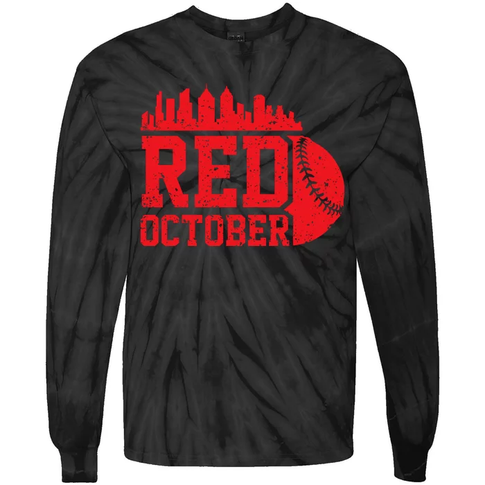 Retro Red October Philly_Philadelphia Vintage Tie-Dye Long Sleeve Shirt