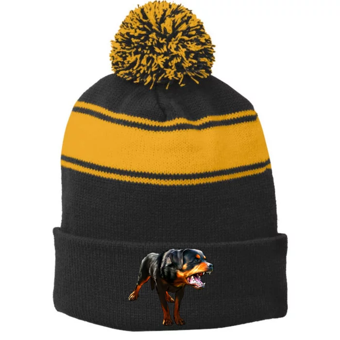 Rottweiler Stripe Pom Pom Beanie