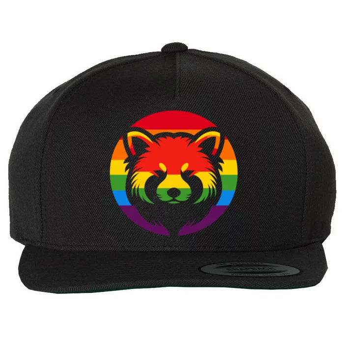 Retro Red Panda Rainbow Lgbt Pride Lesbian Lgbt Gift Wool Snapback Cap