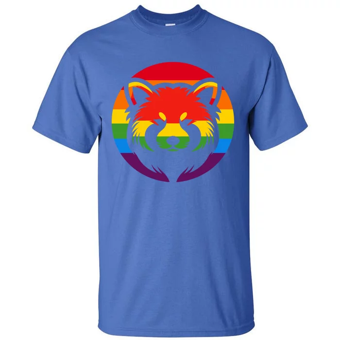 Retro Red Panda Rainbow Lgbt Pride Lesbian Lgbt Gift Tall T-Shirt