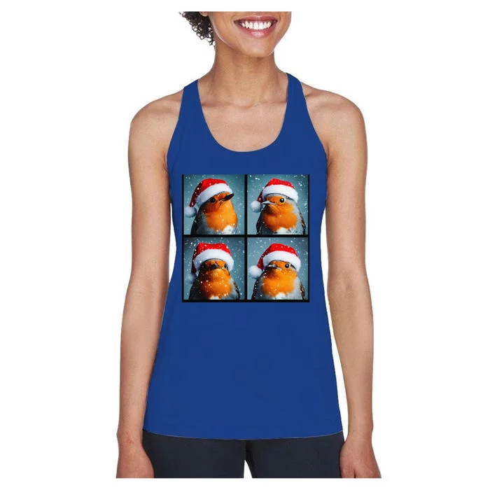 Robin Redbreast Portrait Winter Bird Christmas Women's Racerback Tank