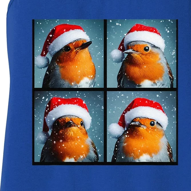 Robin Redbreast Portrait Winter Bird Christmas Women's Racerback Tank