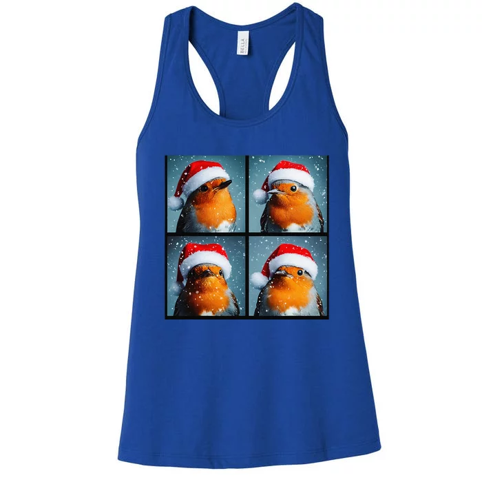 Robin Redbreast Portrait Winter Bird Christmas Women's Racerback Tank