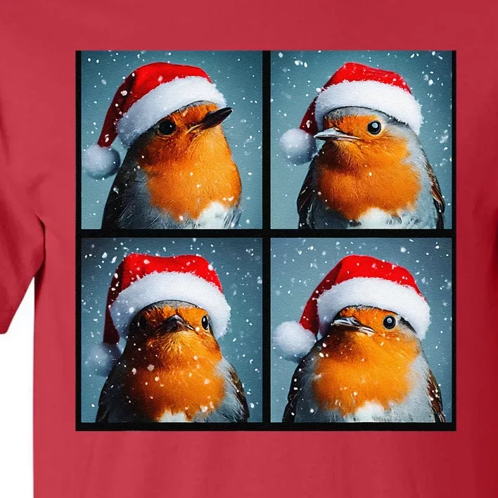 Robin Redbreast Portrait Winter Bird Christmas Tall T-Shirt