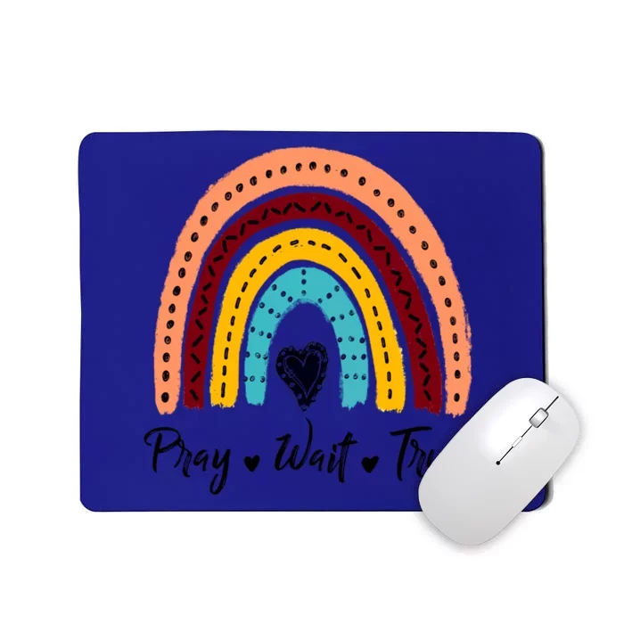 Retro Rainbow Pray Wait Trust Repeat Christian Motivational Gift Mousepad