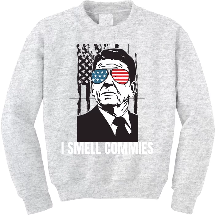 Ronald Reagan President I Smell Commies, Political Humor Kids Sweatshirt