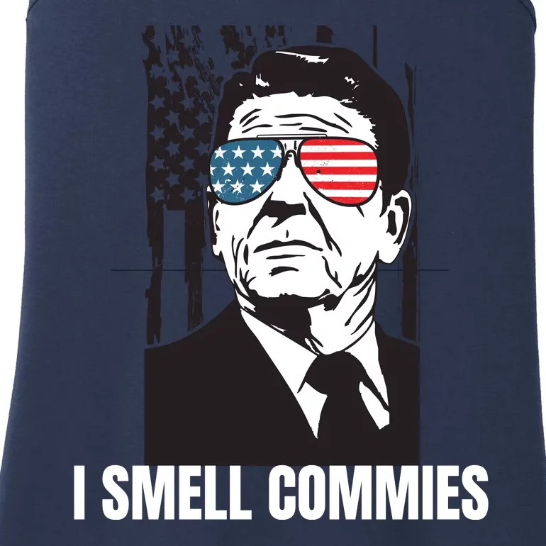 Ronald Reagan President I Smell Commies, Political Humor Ladies Essential Tank