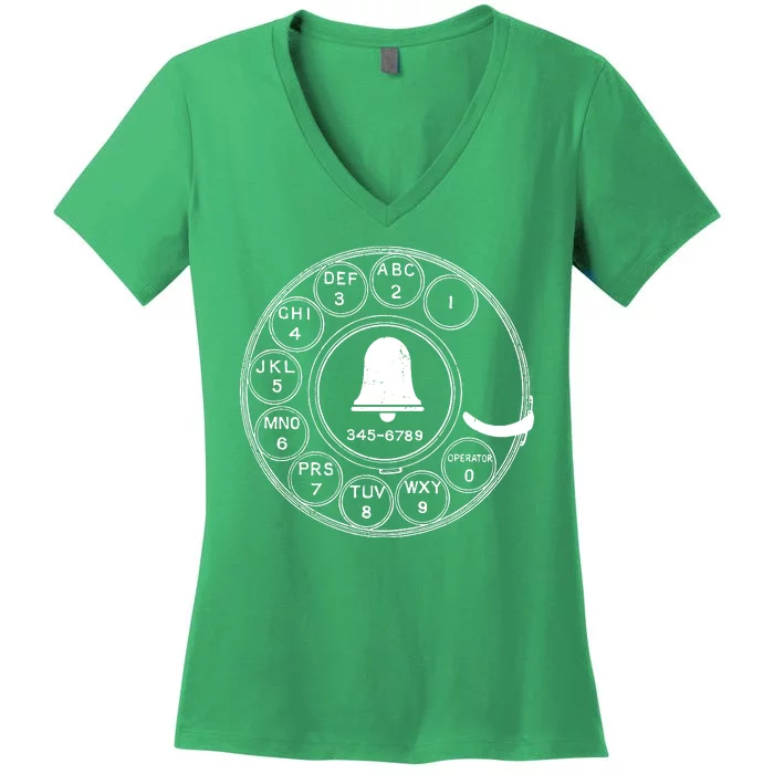 Retro Rotary Phone Dial Women's V-Neck T-Shirt