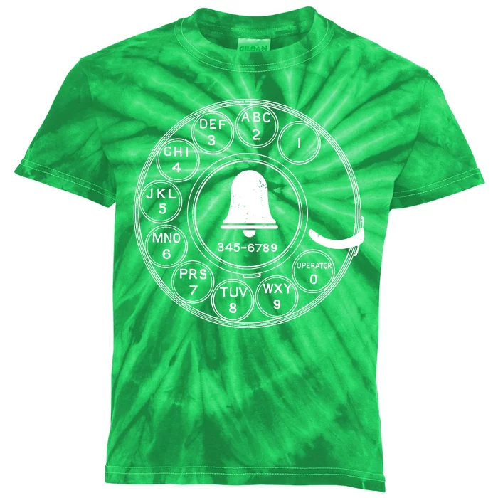 Retro Rotary Phone Dial Kids Tie-Dye T-Shirt