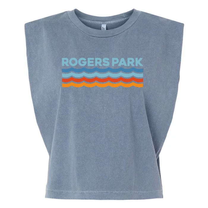 Retro Rogers Park Chicago Neighborhood Garment-Dyed Women's Muscle Tee