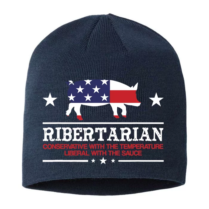 Ribertarian Ribs Pig Patriot Grilling Smoker Grill Funny BBQ 8 1/2in Sustainable Knit Beanie