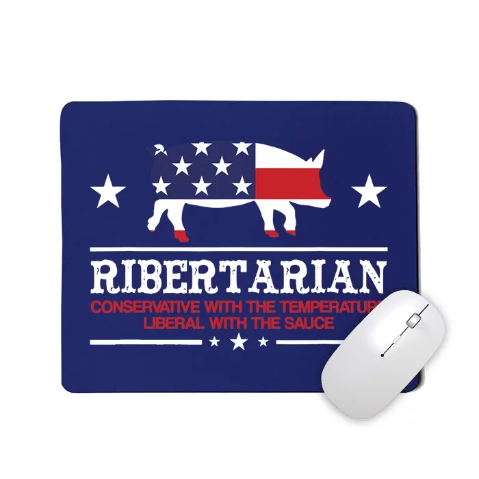 Ribertarian Ribs Pig Patriot Grilling Smoker Grill Funny BBQ Mousepad