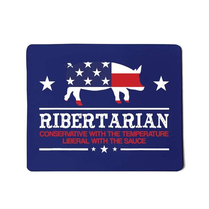 Ribertarian Ribs Pig Patriot Grilling Smoker Grill Funny BBQ Mousepad