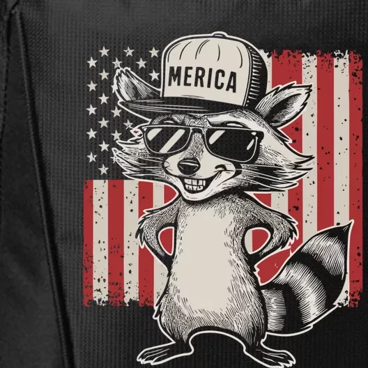 Redneck Raccoon Patriotic White Trash Party Attire Hillbilly Gift City Backpack