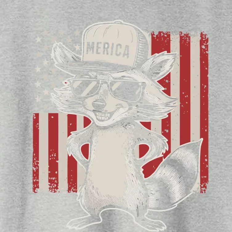 Redneck Raccoon Patriotic White Trash Party Attire Hillbilly Gift Women's Crop Top Tee