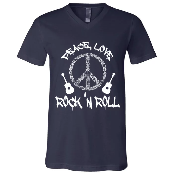 Rock'n Roll Peace Love Rock and Roll Tee V-Neck T-Shirt