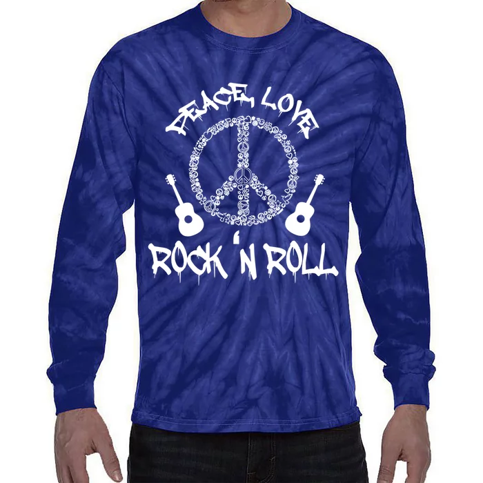 Rock'n Roll Peace Love Rock and Roll Tee Tie-Dye Long Sleeve Shirt