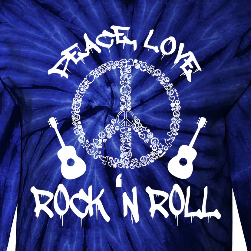 Rock'n Roll Peace Love Rock and Roll Tee Tie-Dye Long Sleeve Shirt