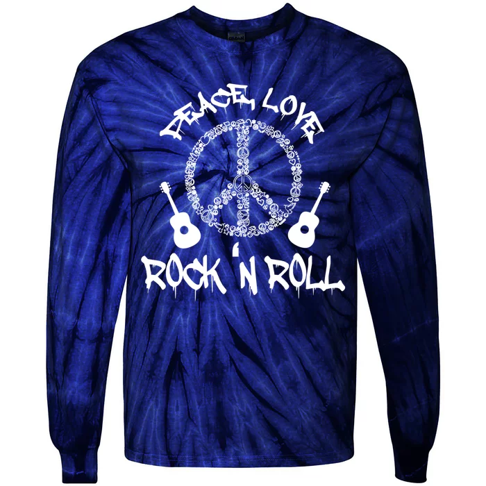 Rock'n Roll Peace Love Rock and Roll Tee Tie-Dye Long Sleeve Shirt