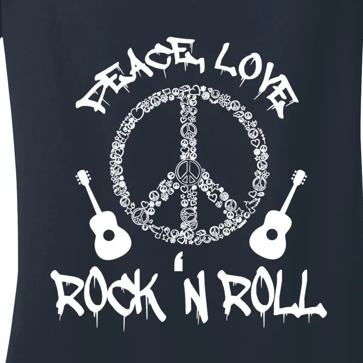 Rock'n Roll Peace Love Rock and Roll Tee Women's V-Neck T-Shirt