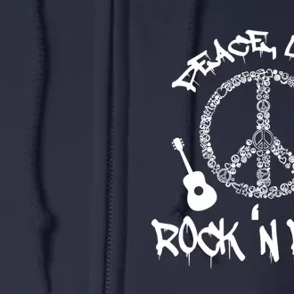 Rock'n Roll Peace Love Rock and Roll Tee Full Zip Hoodie