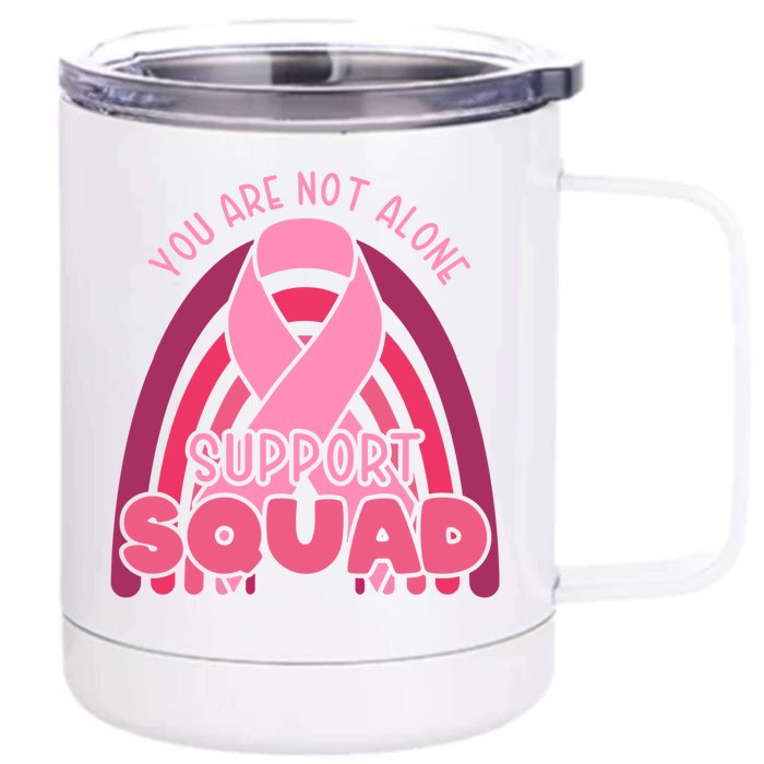 Rainbow Ribbon Pink Support Squad Breast Cancer Awareness Gift Front & Back 12oz Stainless Steel Tumbler Cup