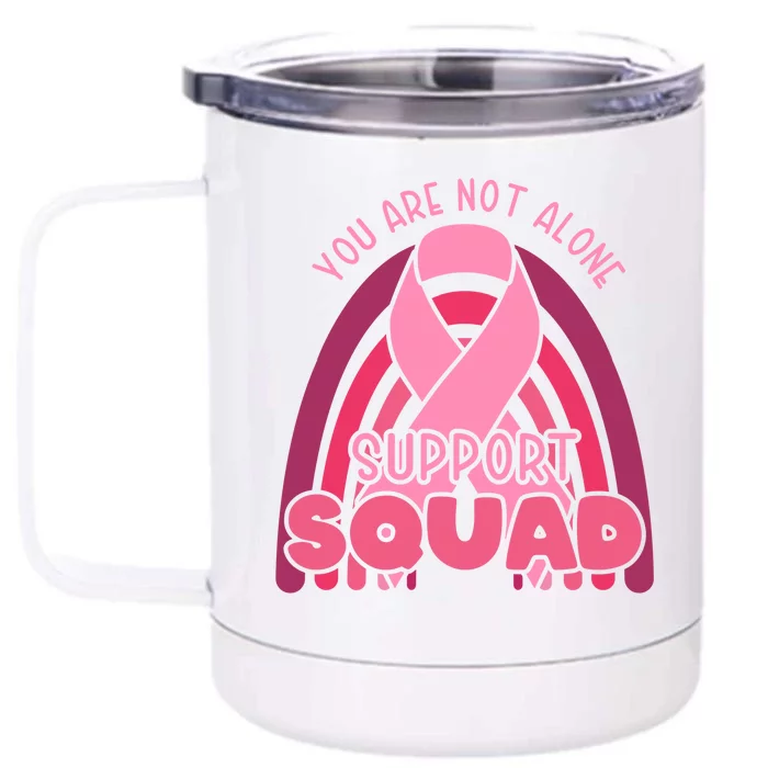 Rainbow Ribbon Pink Support Squad Breast Cancer Awareness Gift Front & Back 12oz Stainless Steel Tumbler Cup