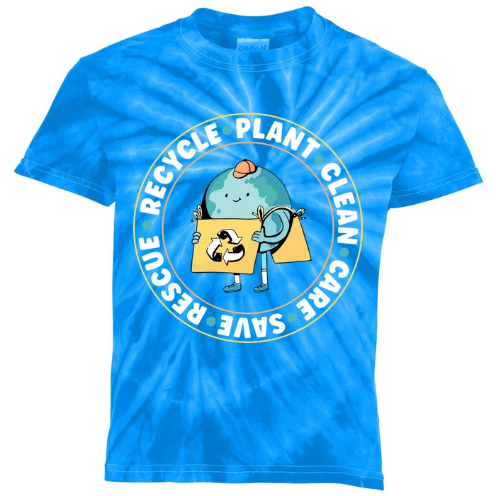 Rescue Recycle Plant Clean Care Save The Planet Cool Gift Kids Tie-Dye T-Shirt