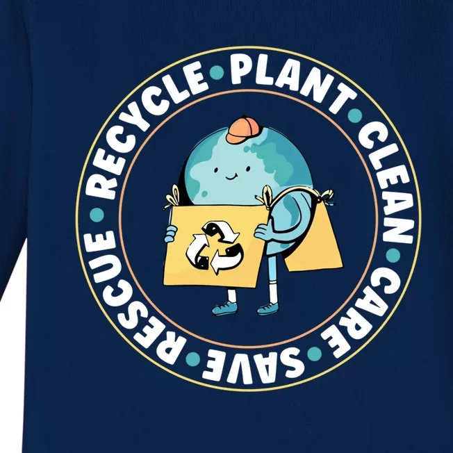 Rescue Recycle Plant Clean Care Save The Planet Cool Gift Baby Long Sleeve Bodysuit