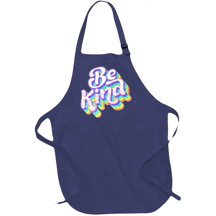 Retro Rainbow Prism Be Kind Full-Length Apron With Pocket